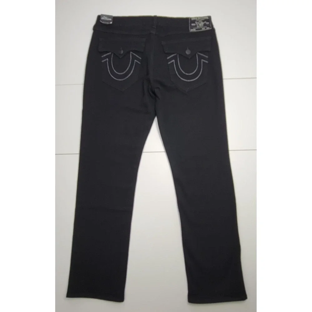 True Religion Mens Ricky Jeans Relaxed Straight Black 105713 Size W34XL32 New